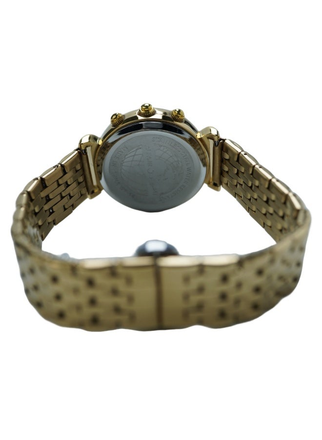 Ladies' Stainless Steel Strap Digital Watch Water-Resistant Round Dial Gold-Tone Bracelet Stylish Minimalist WF-14GW - Image 2